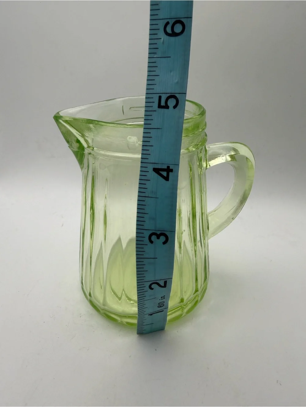 Uranium Green Antique Syrup Dispenser Pitcher Depression Vaseline Glass